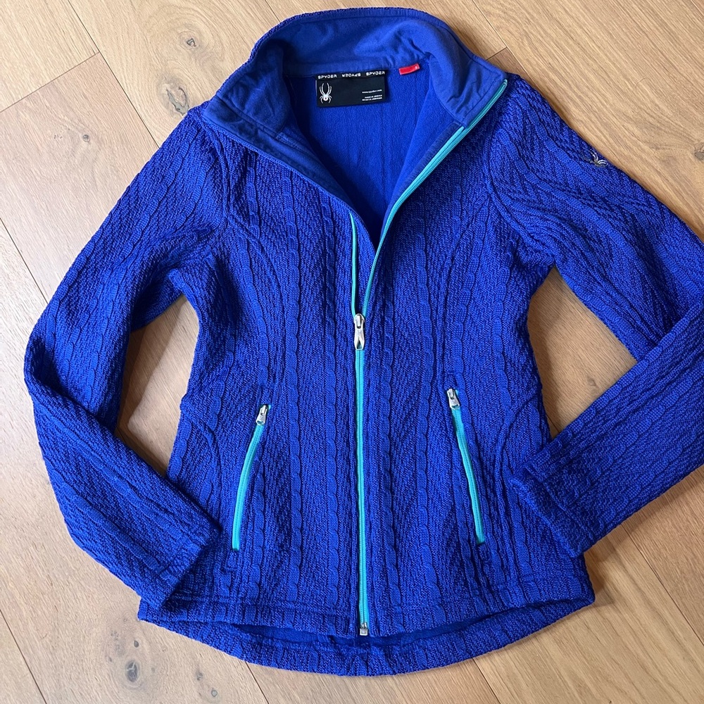 Spyder Women's Cable Core Purple Fleece Lined Technical Sweater Jacket S New